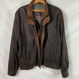 Remy Leather Double Collar Bomber Jacket